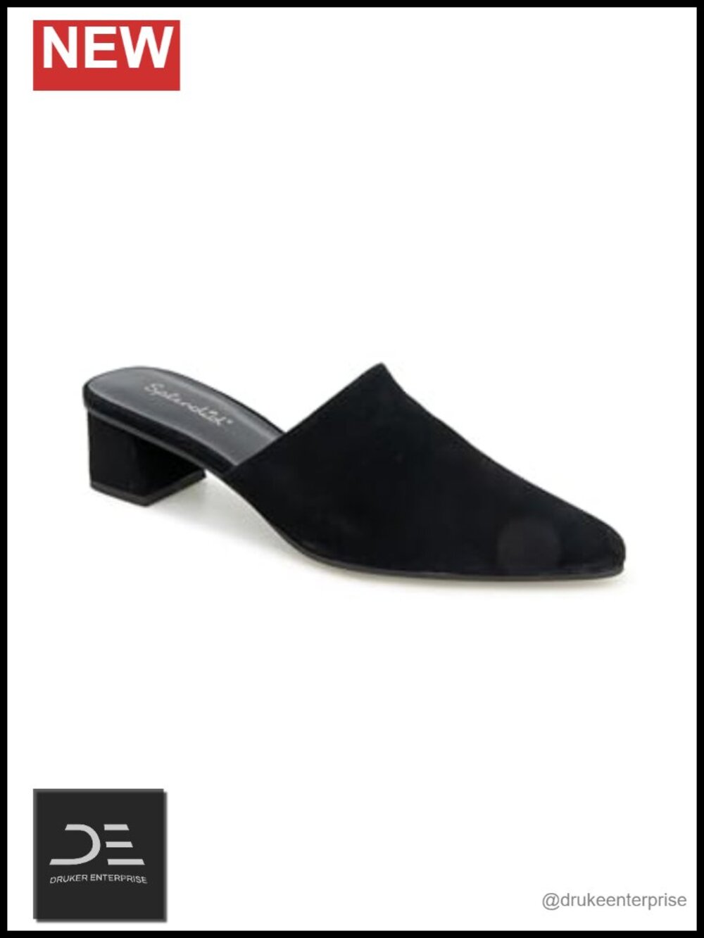 Women's Pointed Toe Suede Block Heel Mule Slide Slip-On